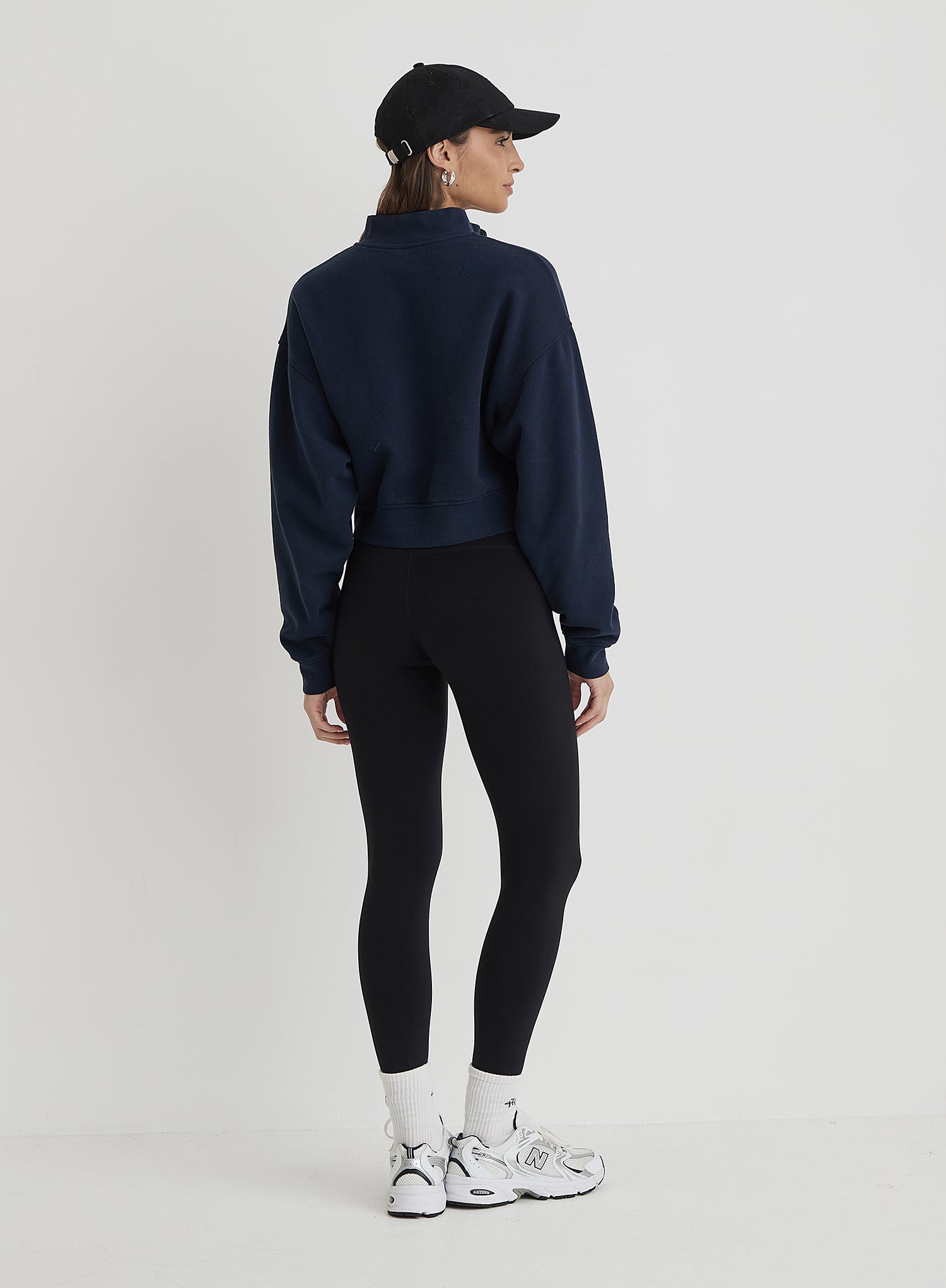 Navy Fourth Half Zip Cropped Sweatshirt